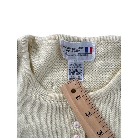 Vintage Club Sportif de Paris Cream Floral Button Knit Cardigan - Picture 2 of 8